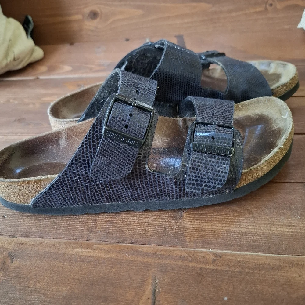 Birkenstock Arizona Magical Snake Black Sandals Size 36 6.5